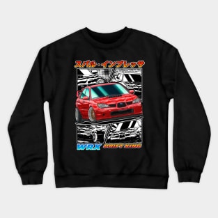 Red Subie Impreza WRX STi Hawk Eye Drifting Crewneck Sweatshirt